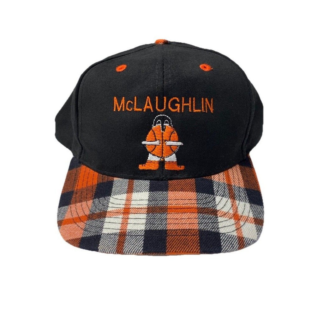 Vintage Otto Cap McLaughlin Midgets Snapback Hat Plaid Brim Basketball Logo